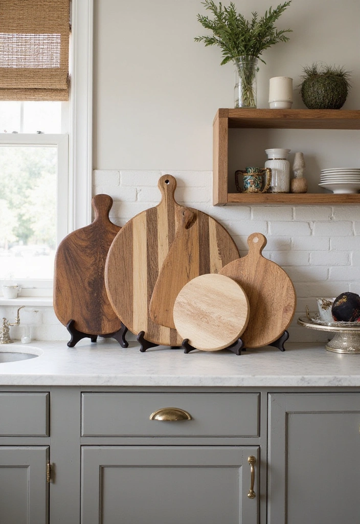 29 Trendy Kitchen Counter Styling Ideas You Can Steal Right Now! - 23. Artistic Cutting Board Display