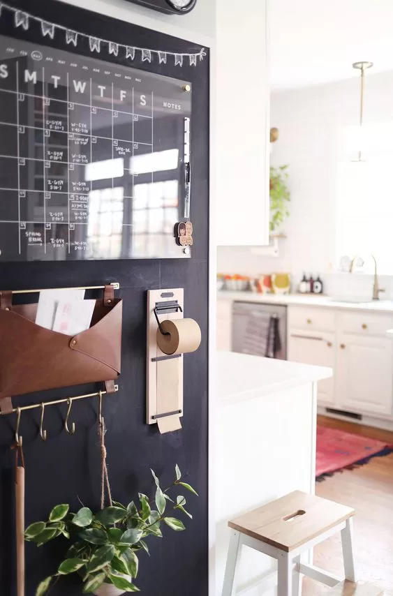 22 Chic Kitchen Command Center Designs for a Modern and Sleek Look! - 13. Classic Chalkboard Command Space
