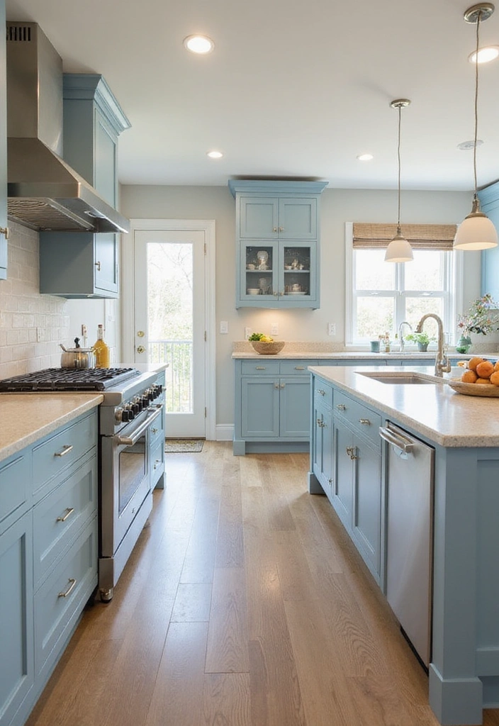 20 Eye-Catching Kitchen Cabinet Color Combos for a Modern Look - 6. Soft Blue and Cream