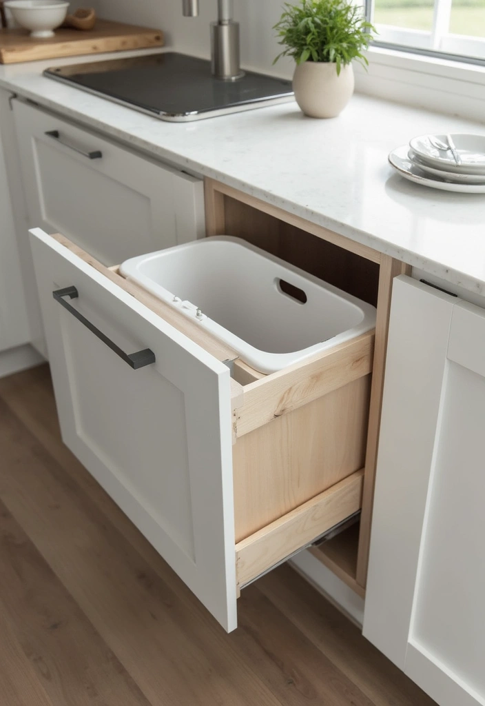 20 Smart Modern Kitchen Storage Ideas You’ll Wish You Knew Sooner! - 12. Hidden Trash Bins