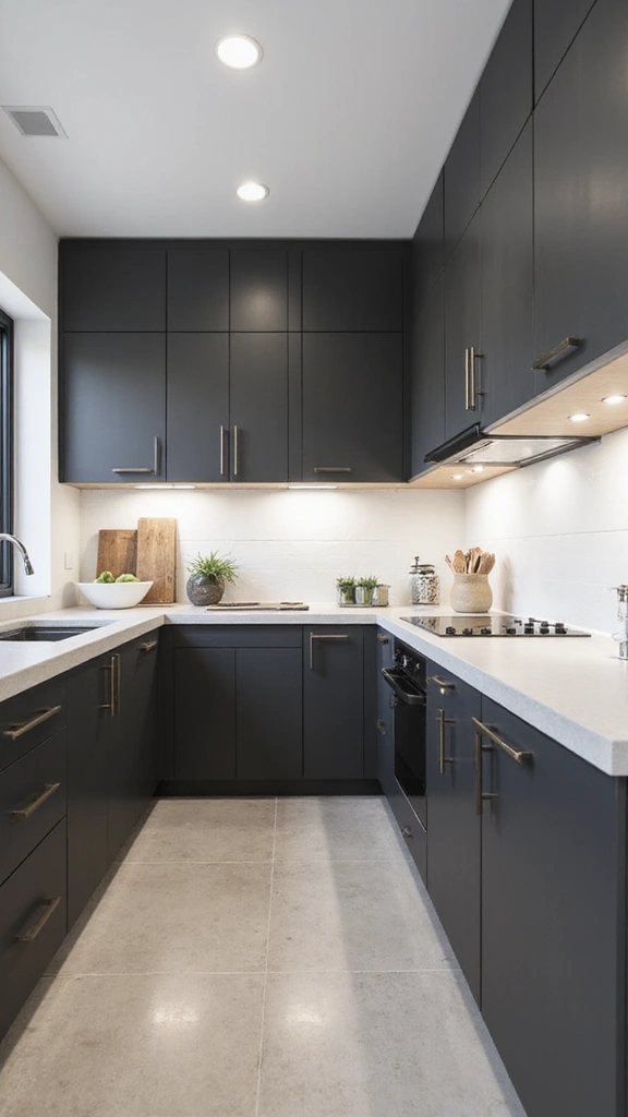 20 Modern Kitchen Ideas in Neutral Colors That Feel Effortlessly Elegant! - 3. Gray and White Color Blocking