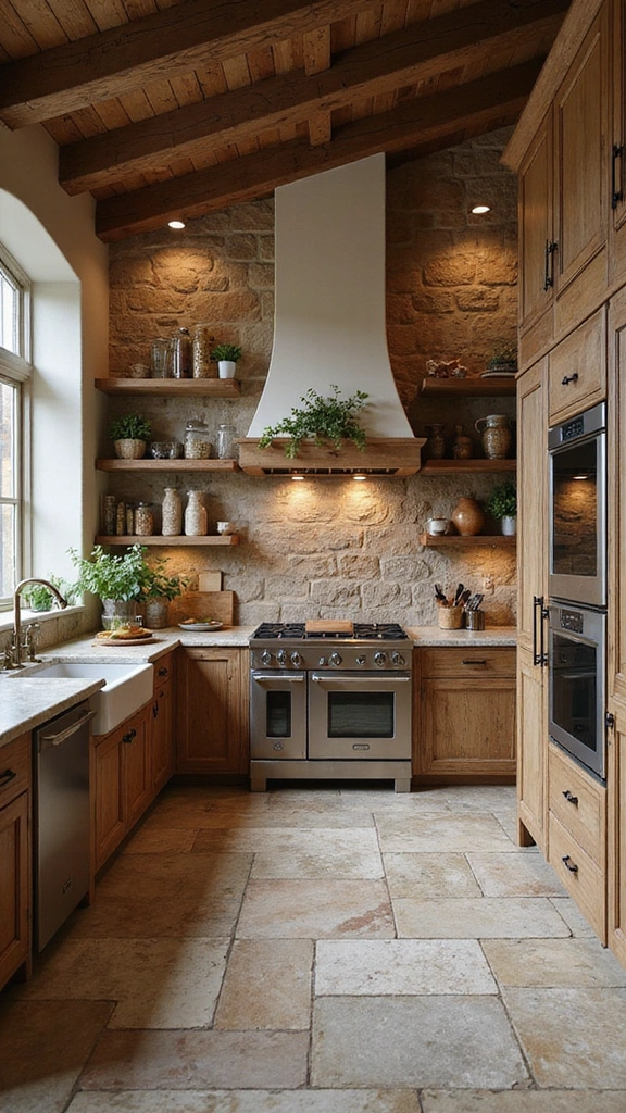 20 Modern Kitchen Tile Flooring Ideas That'll Make a Statement! - 10. Nature-Inspired Stone Tiles