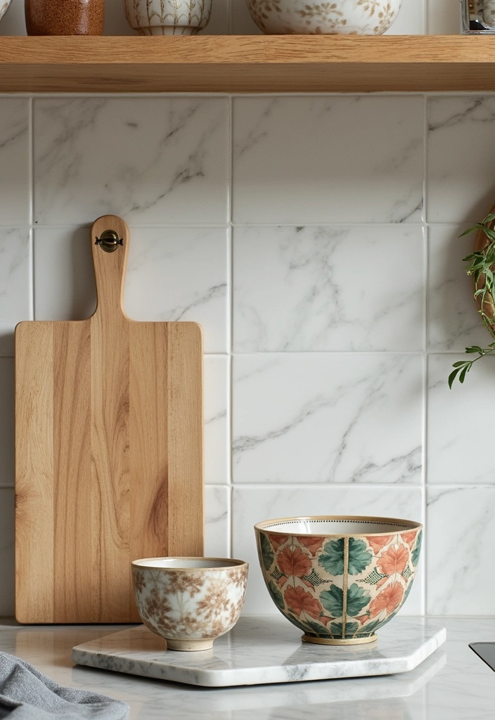 29 Trendy Kitchen Counter Styling Ideas You Can Steal Right Now! - 1. Layered Textures with Wood and Stone