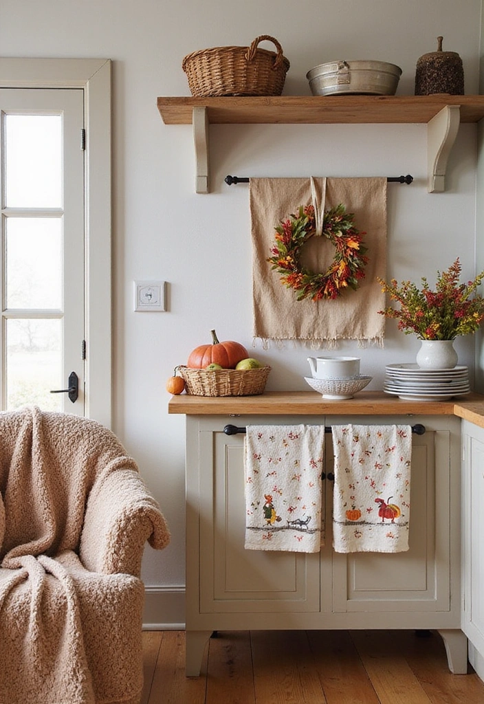 25 Stunning Fall Kitchen Decor Ideas That Will Make You Fall in Love with Autumn! - 12. Seasonal Textiles