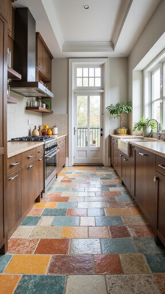 20 Modern Kitchen Tile Flooring Ideas That'll Make a Statement! - 18. Layering Tiles