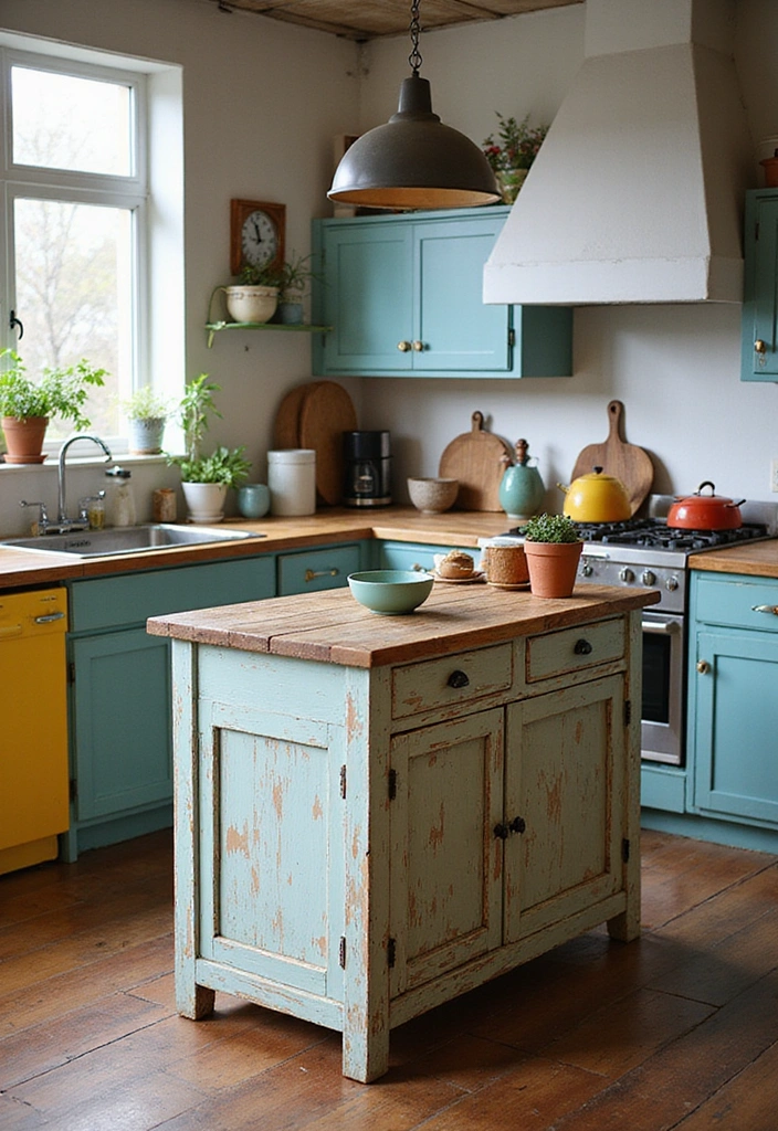 20 Antique Kitchen Islands That Will Make You Fall in Love with Vintage Decor! - 3. Rustic Charm with a Twist