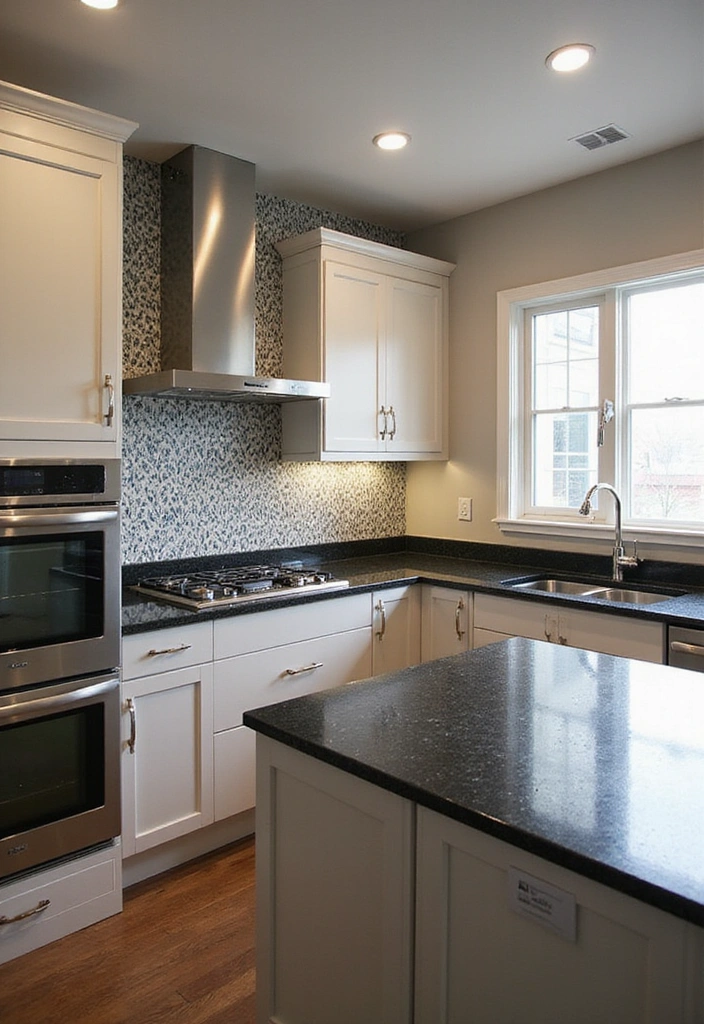 20 Jaw-Dropping Kitchen Interiors with Black Granite Tops That Redefine Elegance! - 17. Unique Backsplashes with Black Granite