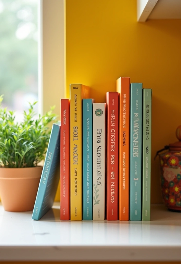 29 Trendy Kitchen Counter Styling Ideas You Can Steal Right Now! - 28. Display Colorful Cookbooks
