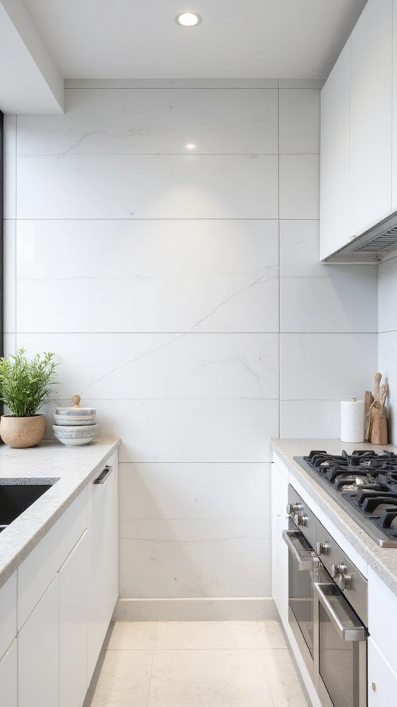 25 Stylish White Kitchen Backsplash Ideas That Will Upgrade Your Space Instantly! - 21. White Large Format Tiles