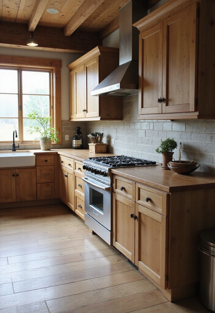 20 Sleek Kitchens with Built-In Appliances That Blend Beautifully - 9. Rustic Meets Modern