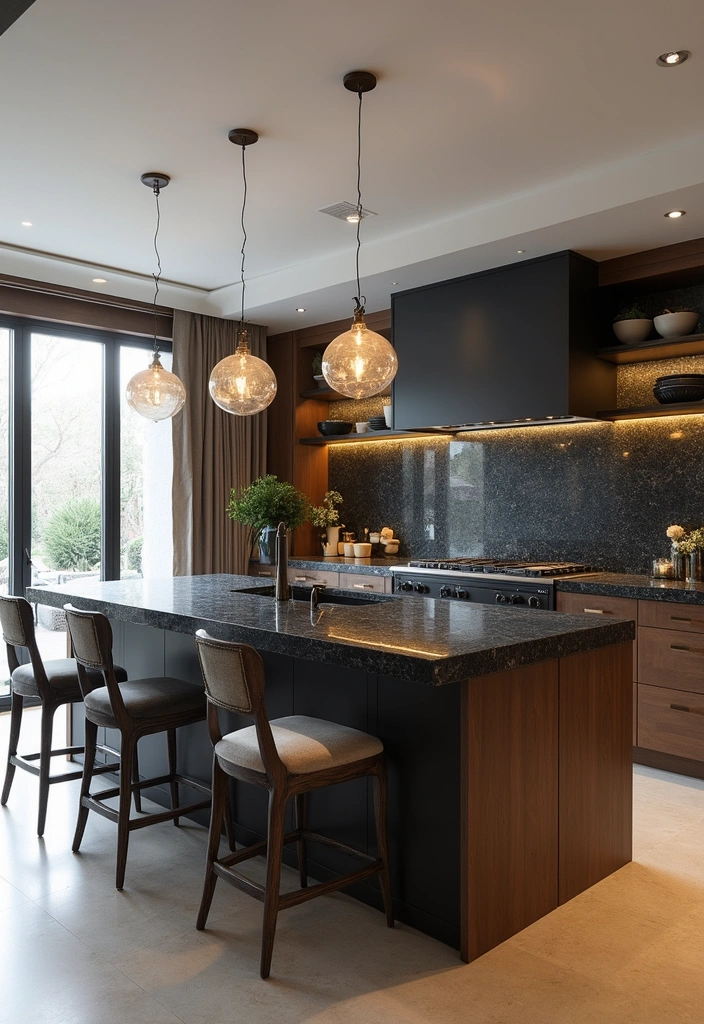 20 Jaw-Dropping Kitchen Interiors with Black Granite Tops That Redefine Elegance! - 4. Luxuriously Spacious Island Designs