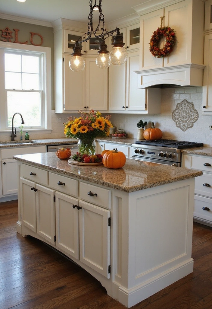 25 Stunning Rustic Farmhouse Kitchen Islands You’ll Wish You Had! - 21. Seasonal Decor for Your Kitchen Island