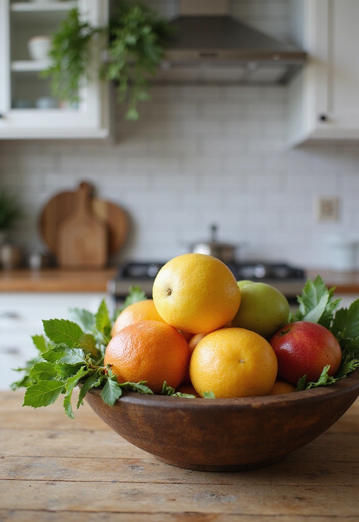 20 Fall Kitchen Decor Accents That Bring Warmth to Your Home (You’ll Love #11!) - 19. Decorative Fruit Displays
