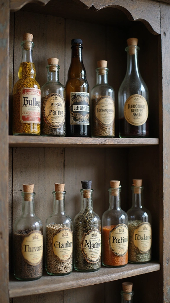 15 Enchanting Witchy Kitchen Ideas That Will Make You Feel Like a Spellcaster! - 4. Vintage Potion Bottles: Eye-Catching Storage