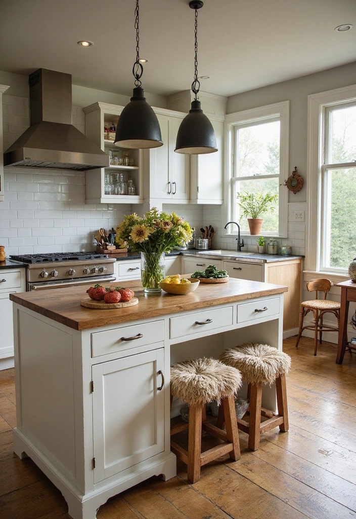20 Antique Kitchen Islands That Will Make You Fall in Love with Vintage Decor! - 13. Vintage Island with Built-in Seating