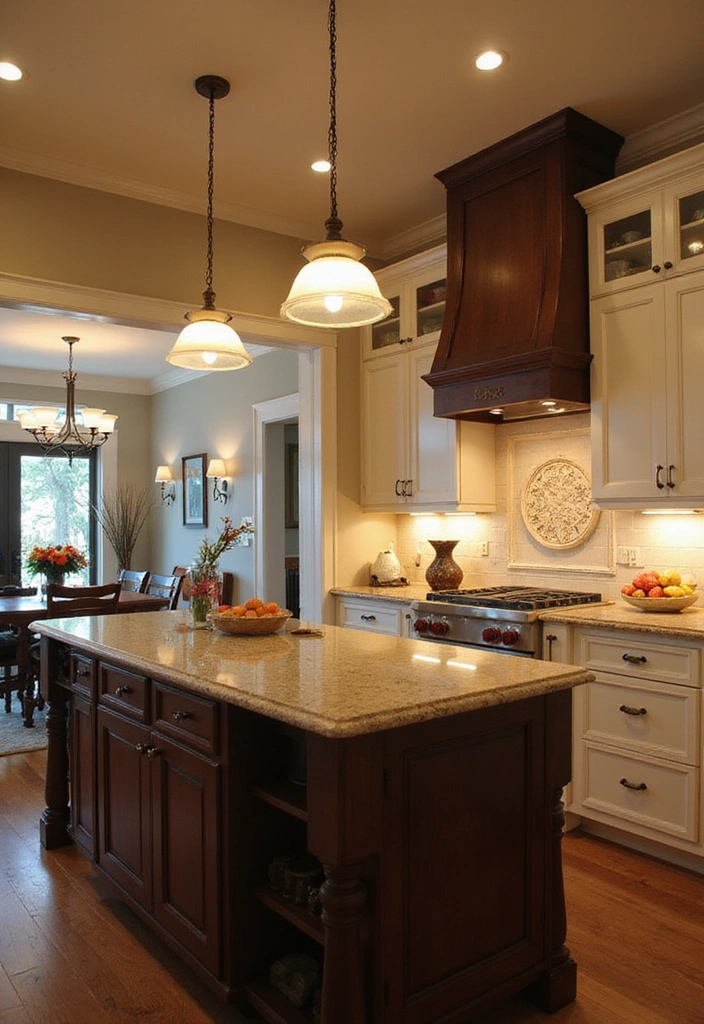 20 Apothecary Aesthetic Kitchen Ideas That'll Transform Your Cooking Space! - 13. Layered Lighting