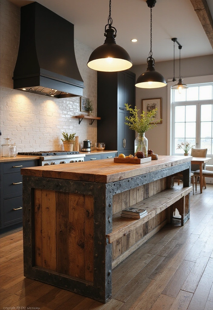20 Stunning Modern Kitchen Islands That Prove Function Can Be Beautiful! - 18. The Rustic Industrial Mix