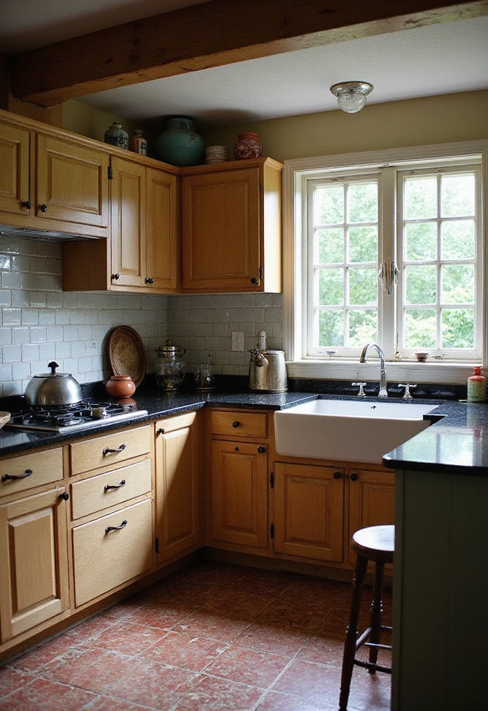 20 Jaw-Dropping Kitchen Interiors with Black Granite Tops That Redefine Elegance! - 6. Vintage Inspired with a Modern Touch