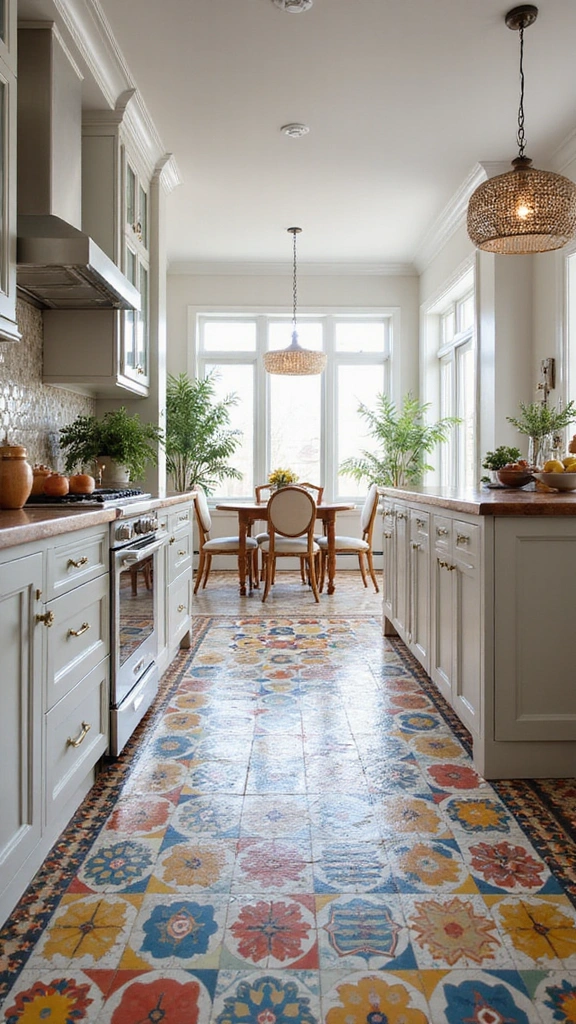 20 Modern Kitchen Tile Flooring Ideas That'll Make a Statement! - 2. Geometric Patterns