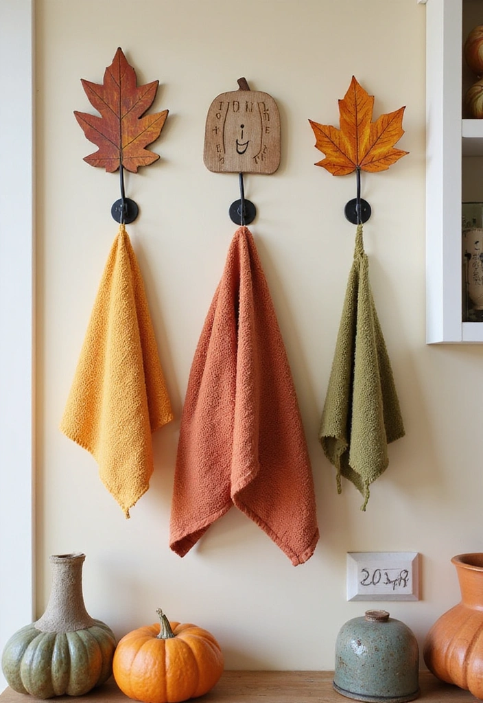 20 Fall Kitchen Decor Accents That Bring Warmth to Your Home (You’ll Love #11!) - 10. Whimsical Seasonal Wall Hooks