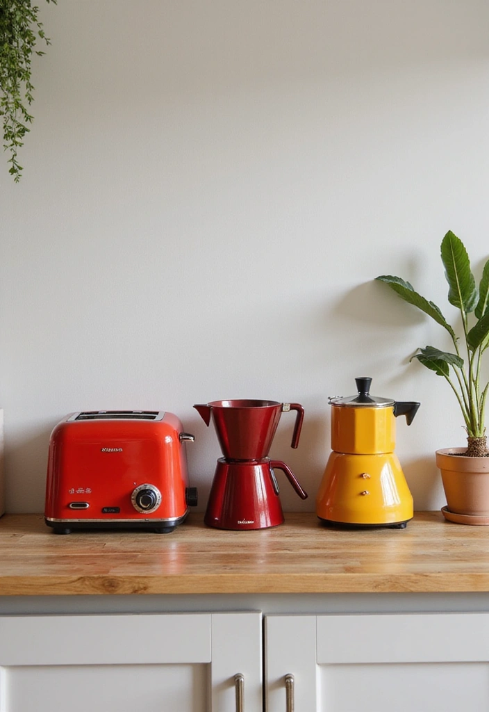 29 Trendy Kitchen Counter Styling Ideas You Can Steal Right Now! - 7. A Pop of Color with Bold Appliances