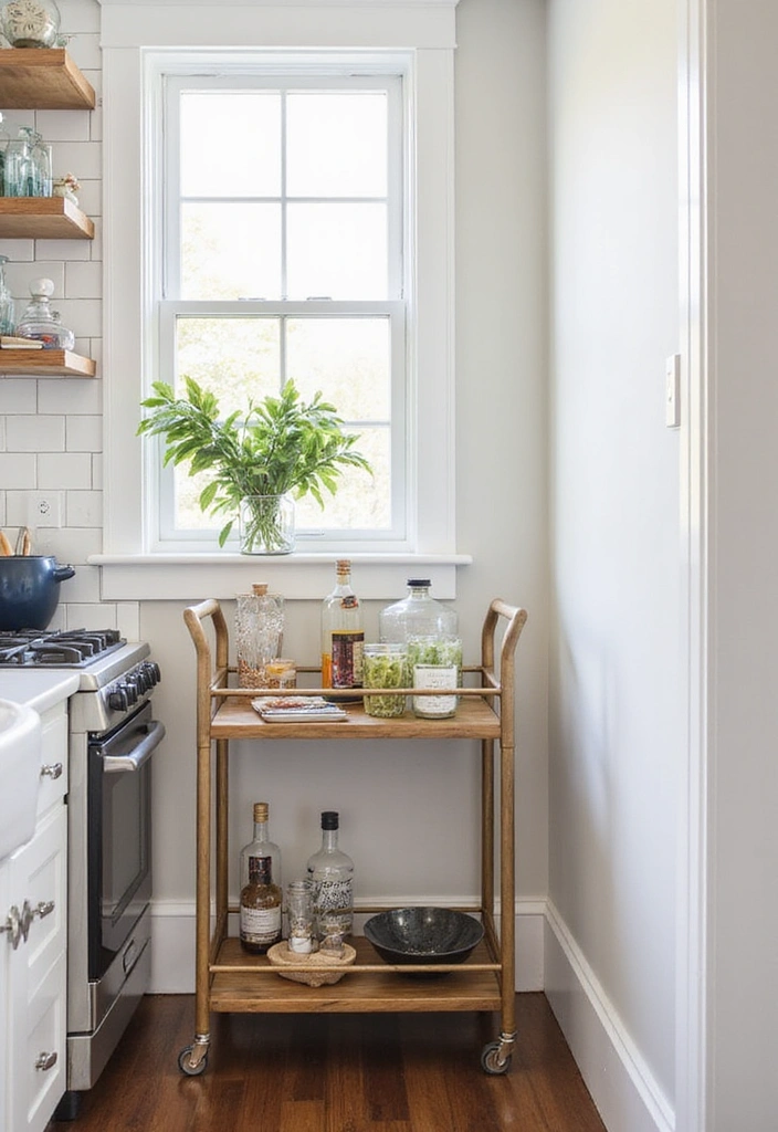 22 Innovative Small Kitchen Layouts That Will Maximize Your Cooking Area! (#11 Is a Must-See!) - 22. Stylish Bar Carts