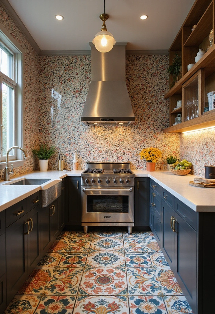 20 Eye-Catching Modern Kitchen Backsplashes to Inspire Your Remodel - 2. Encaustic Cement Tiles