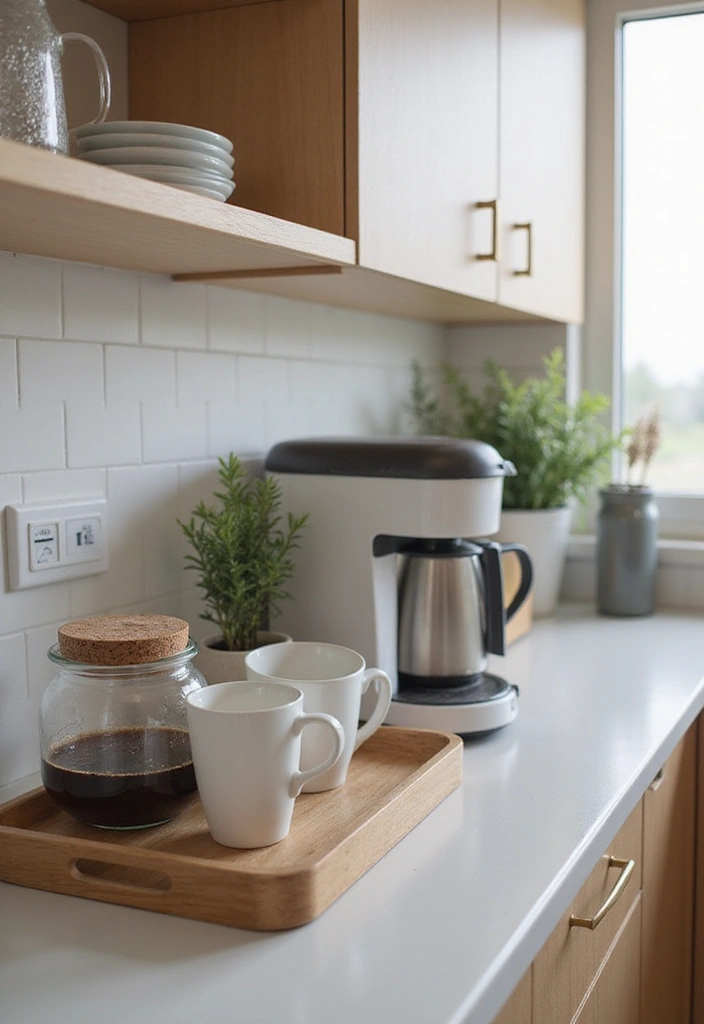 29 Trendy Kitchen Counter Styling Ideas You Can Steal Right Now! - 10. A Cozy Coffee Station Setup