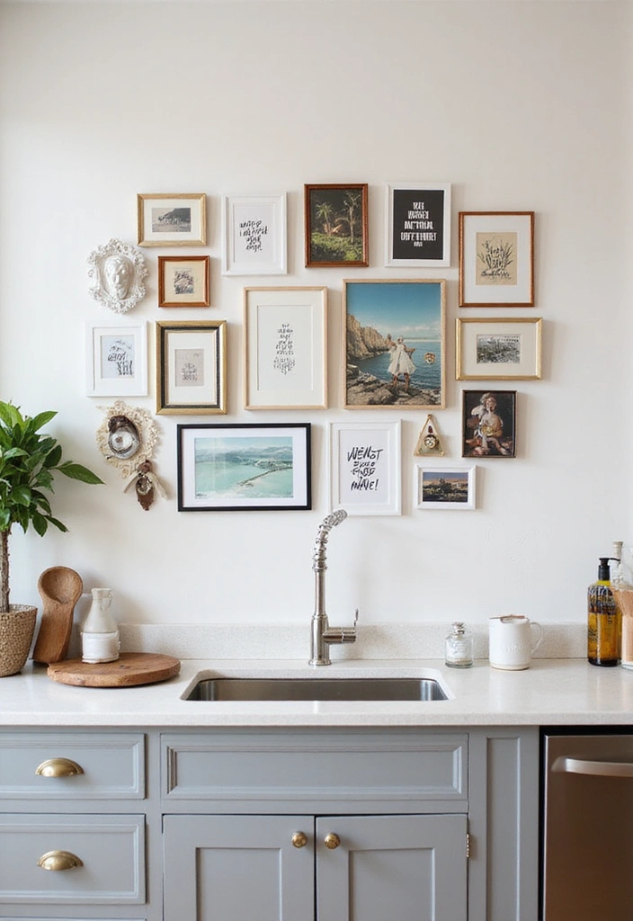29 Trendy Kitchen Counter Styling Ideas You Can Steal Right Now! - 26. Use Wall Art in a Kitchen Gallery
