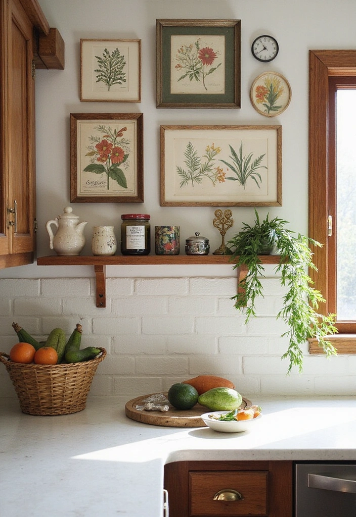 20 Apothecary Aesthetic Kitchen Ideas That'll Transform Your Cooking Space! - 14. Apothecary-style Wall Art