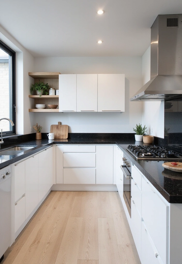 20 Jaw-Dropping Kitchen Interiors with Black Granite Tops That Redefine Elegance! - 1. Modern Minimalism Meets Black Granite