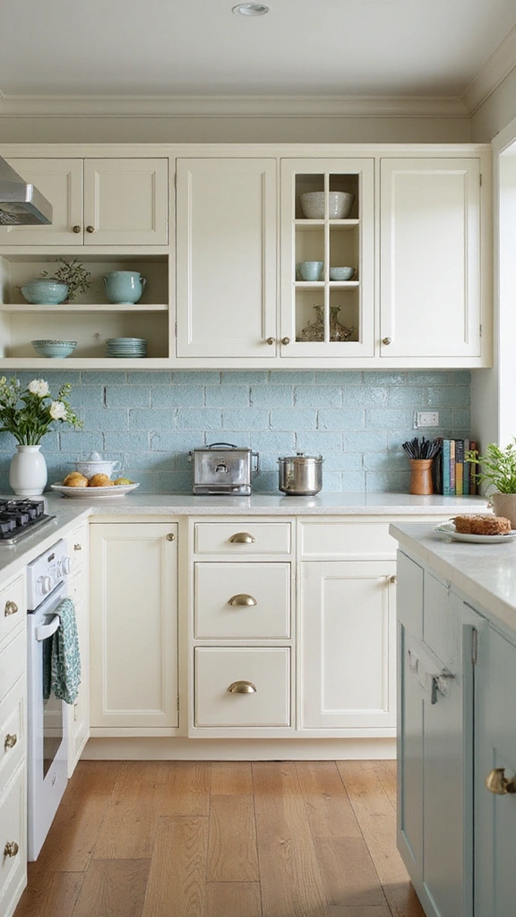 20 Modern Kitchen Ideas in Neutral Colors That Feel Effortlessly Elegant! - 7. Warm Creamy Whites with Accent Colors