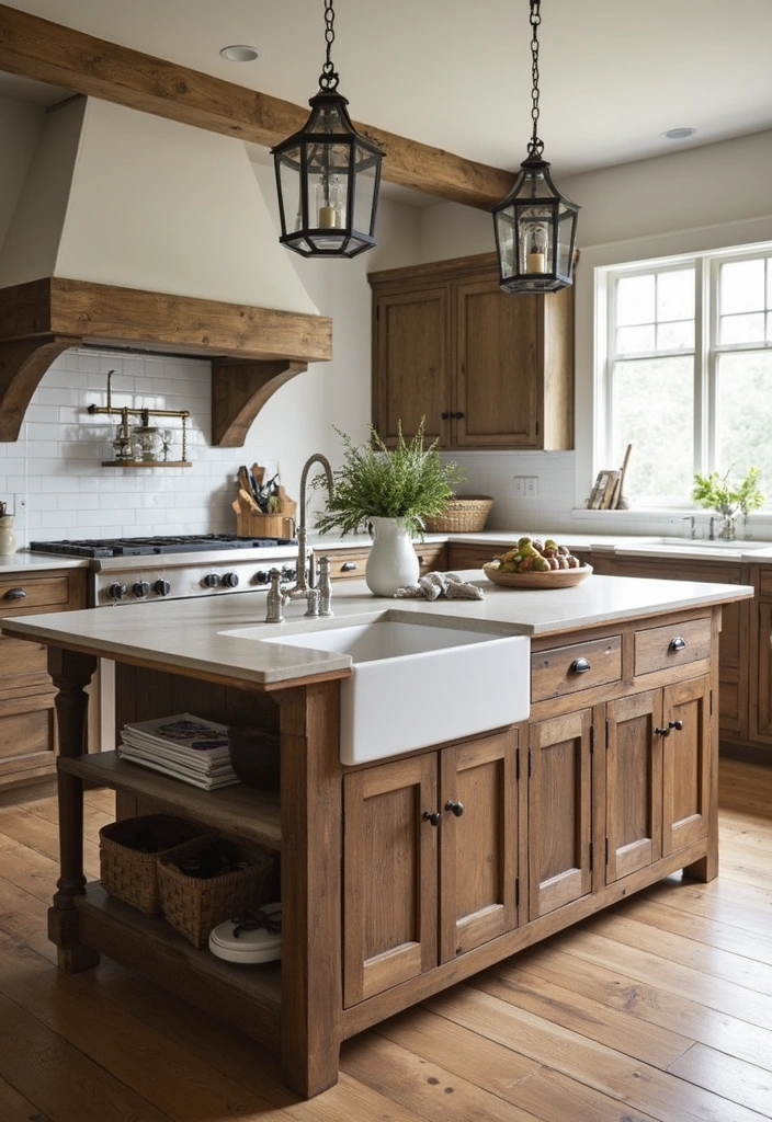 25 Stunning Rustic Farmhouse Kitchen Islands You’ll Wish You Had! - 14. Functional Kitchen Island with a Sink