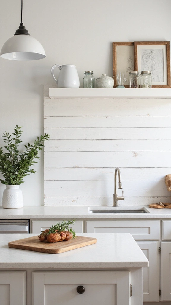 25 Stylish White Kitchen Backsplash Ideas That Will Upgrade Your Space Instantly! - 22. White Slatted Wood Panels