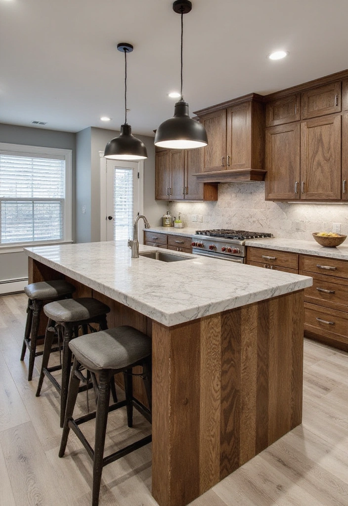 20 Modern Farmhouse Kitchen Ideas That Blend Rustic and Chic - 18. Statement Islands with Rustic Elements
