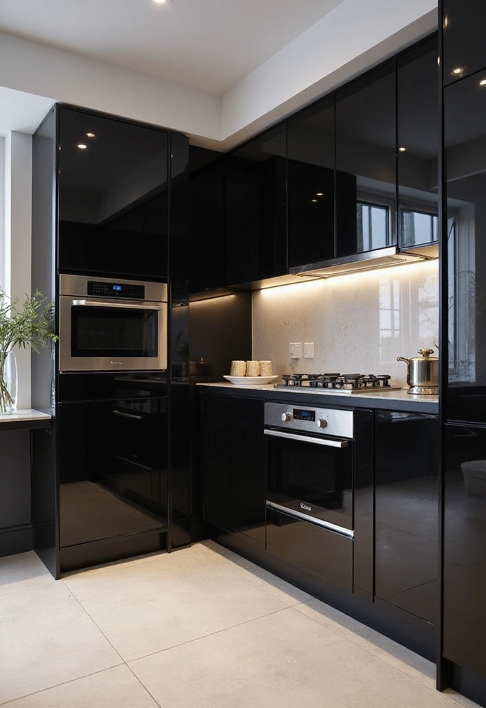 18 Luxurious Black and White Modern Kitchens That Are Worth Every Penny! - 4. Glossy High-Contrast Finishes