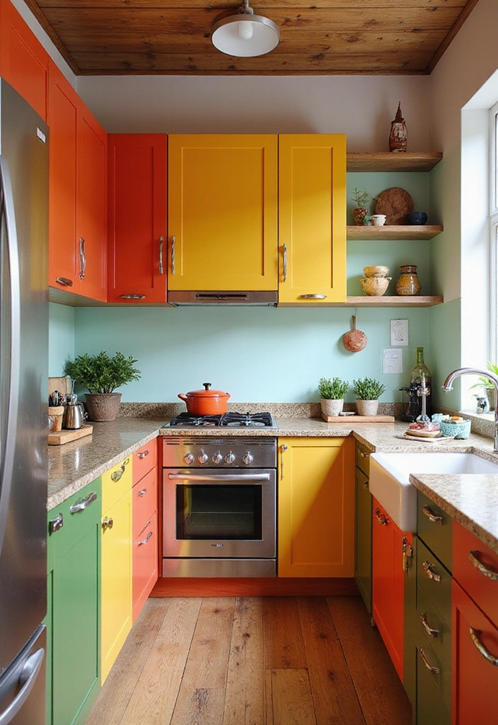 20 Modern Kitchens That Prove Wood Never Goes Out of Style - 14. Colorful Wood Finishes