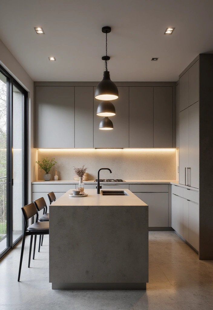 20 Must-See Lighting Ideas for a Bright and Modern Kitchen - 12. Minimalist Lighting for Sleek Simplicity