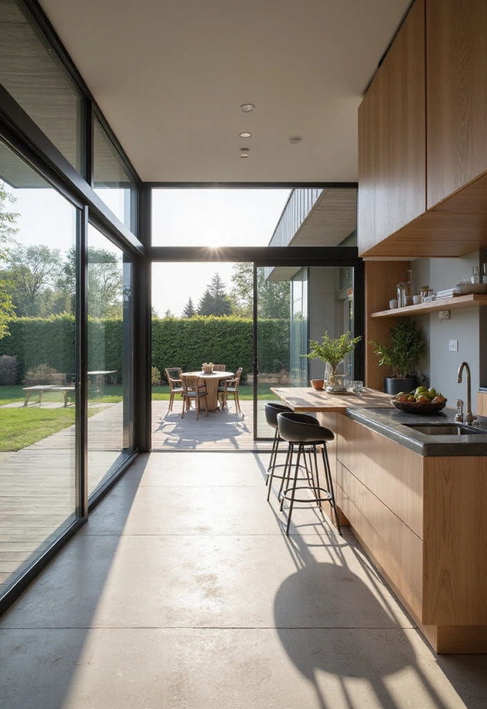 20 Scandinavian Modern Kitchen Ideas That Feel Bright and Airy - 20. Indoor-Outdoor Flow