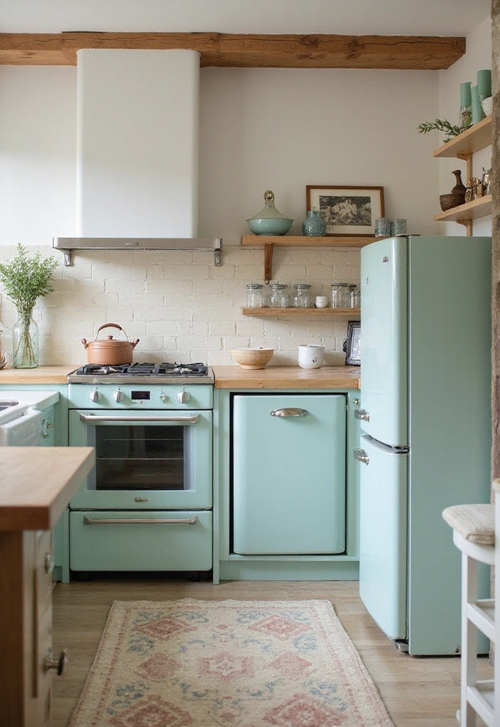 20 Modern Farmhouse Kitchen Ideas That Blend Rustic and Chic - 5. Vintage-Inspired Appliances with a Modern Edge