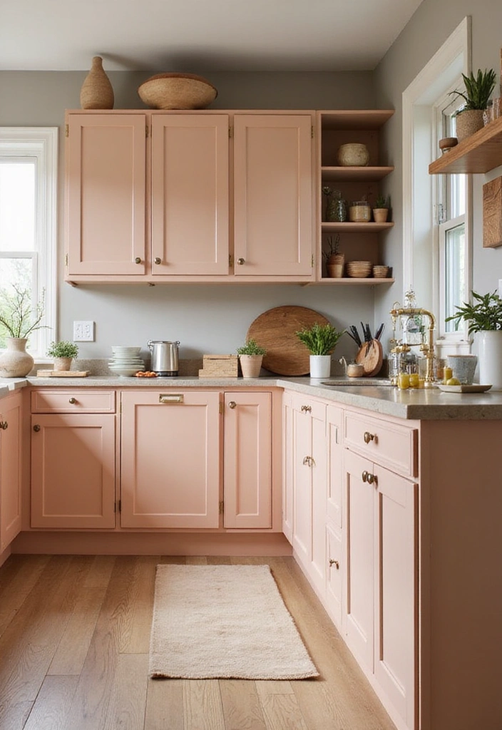 20 Eye-Catching Two-Tone Kitchen Cabinets That'll Inspire Your Next Renovation! - 20. Soft Peach and Light Taupe