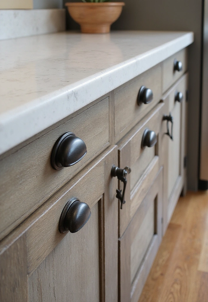 20 Modern Farmhouse Kitchen Ideas That Blend Rustic and Chic - 17. Unique Cabinet Hardware