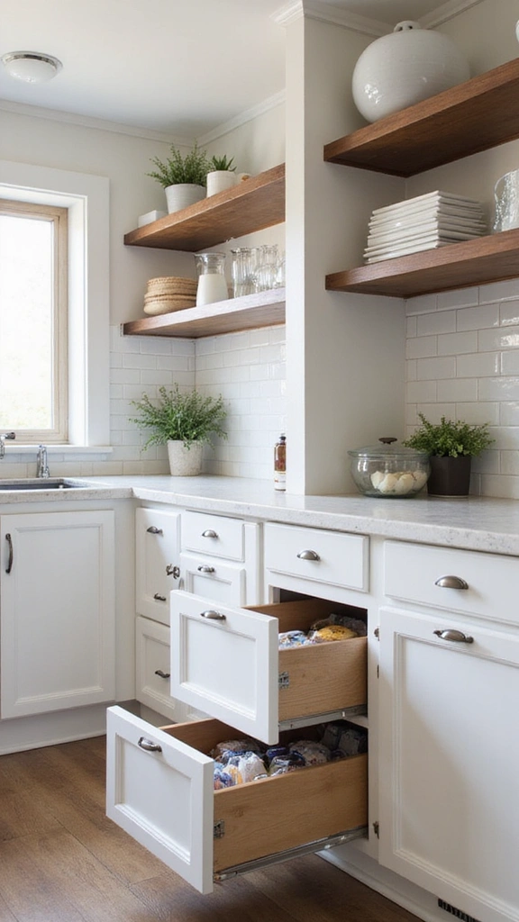 20 White and Wood Kitchen Inspirations That Redefine Modern Living! - 7. Smart Storage Solutions