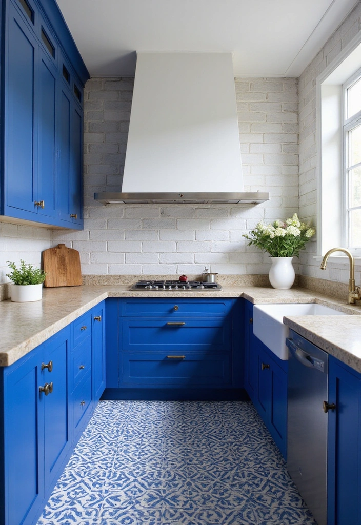 20 Eye-Catching Two-Tone Kitchen Cabinets That'll Inspire Your Next Renovation! - 19. Bright Cobalt Blue and White