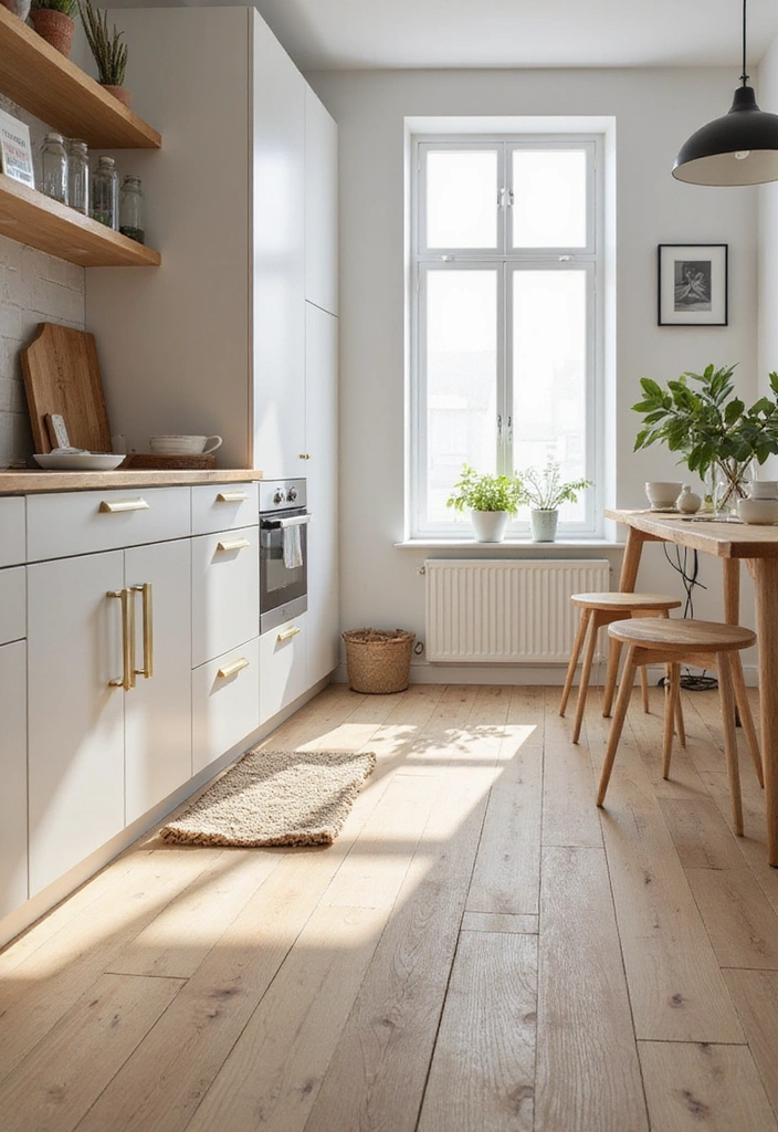 20 Scandinavian Modern Kitchen Ideas That Feel Bright and Airy - 9. Light Wood Flooring