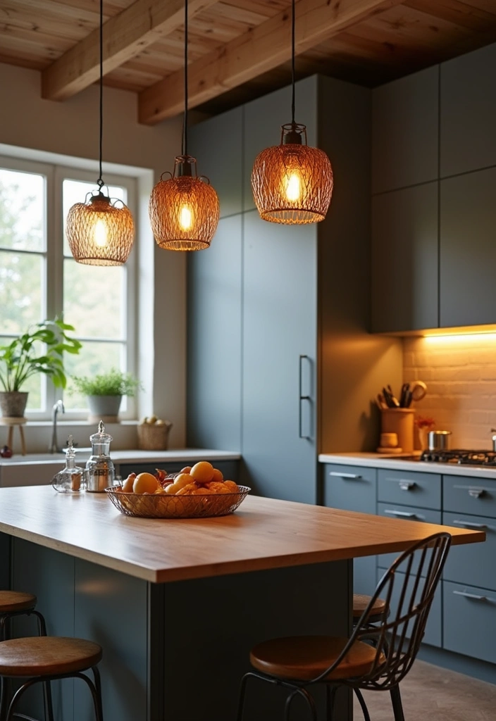 20 Minimal Yet Stunning Modern Kitchen Decor Inspirations - 6. Pendant Lighting Focal Points