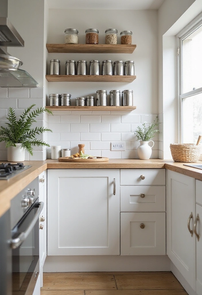 25 Compact Open Shelving Solutions for Small Modern Kitchens That Maximize Space! - 4. Magnetic Shelves for Utensils