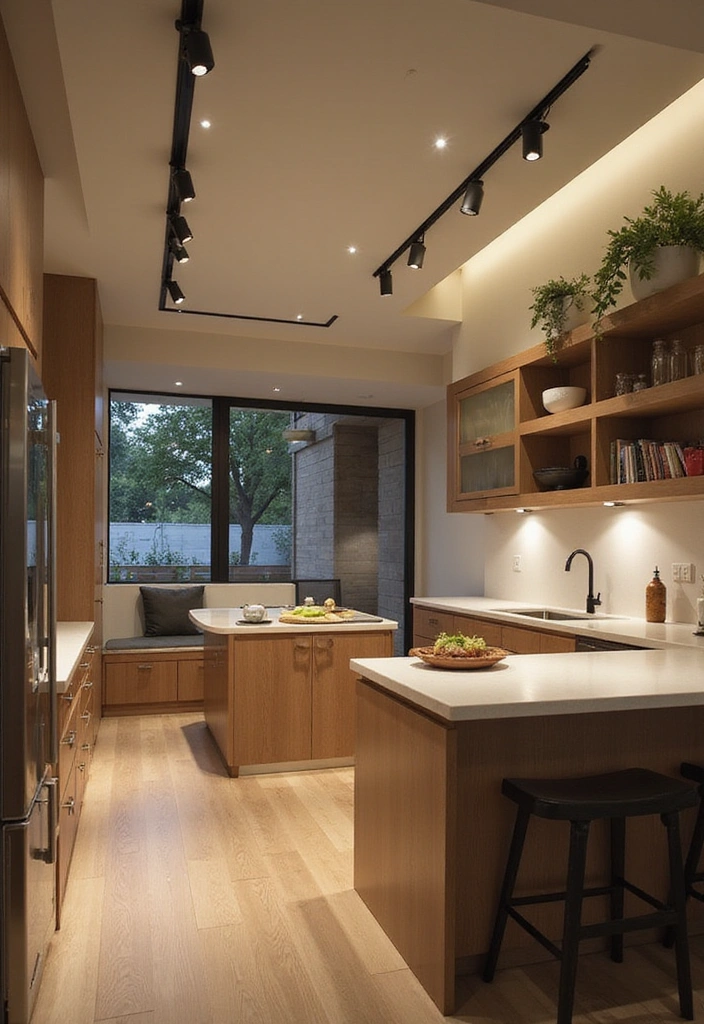 20 Must-See Lighting Ideas for a Bright and Modern Kitchen - 10. Track Lighting Versatility
