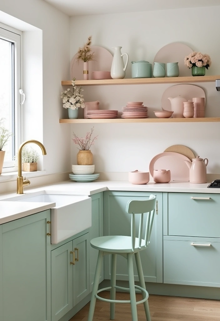 20 Scandinavian Modern Kitchen Ideas That Feel Bright and Airy - 5. Soft Pastel Accents