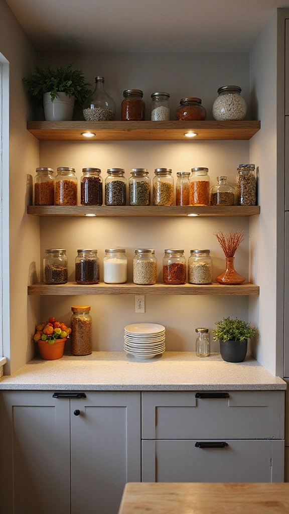 20 Modern Pantry Designs That'll Transform Your Kitchen into a Dream Space! - 1. Open Shelving Bliss